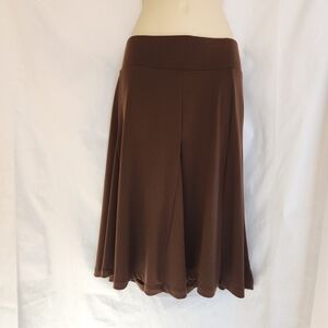 Chocolate Brown Midi Skirt XS Flowy Knit Librariancore A-Line XS
